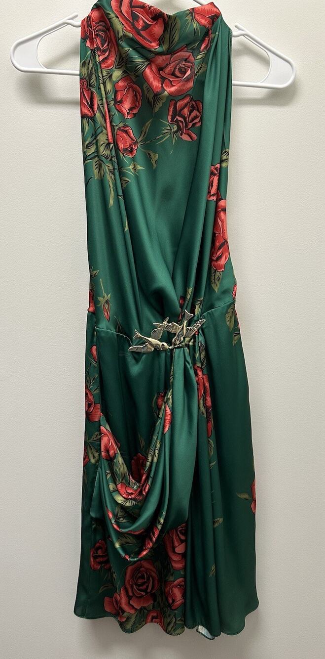 Raisa Vanessa Women's Green Red Floral Dress Size 40 NWOT